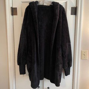 Size XL black fleece hooded cardigan/jacket
